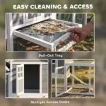 82" Wooden Chicken Coop, Large Outdoor Hen House for 2-3 Hens, Chicken House with Nesting Box, Pull-on Tray - Image 6