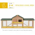 PawHut 83 Wooden Rabbit Hutch Large Bunny House Double Run Removable Tray Waterproof Roof Outdoor Natural - Image 5