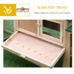 PawHut 83 Wooden Rabbit Hutch Large Bunny House Double Run Removable Tray Waterproof Roof Outdoor Natural - Image 6
