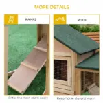 PawHut 83 Wooden Rabbit Hutch Large Bunny House Double Run Removable Tray Waterproof Roof Outdoor Natural - Image 7