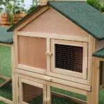 PawHut 83 Wooden Rabbit Hutch Large Bunny House Double Run Removable Tray Waterproof Roof Outdoor Natural - Image 8