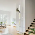 PawHut 8.4' Floor to Ceiling Cat Tree, Adjustable Height, White - Image 2