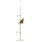 PawHut 8.4' Floor to Ceiling Cat Tree, Adjustable Height, White - Image 11