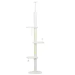 PawHut 8.4' Floor to Ceiling Cat Tree, Adjustable Height, White