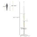 PawHut 8.4' Floor to Ceiling Cat Tree, Adjustable Height, White - Image 3