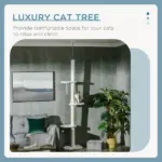 PawHut 8.4' Floor to Ceiling Cat Tree, Adjustable Height, White - Image 4