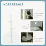 PawHut 8.4' Floor to Ceiling Cat Tree, Adjustable Height, White - Image 6