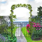 Outsunny 84 Inch Garden Arch Arbor with Gate, Metal Arch Trellis, Garden Archway for Climbing Vines, Wedding Ceremony Decoration - Image 12