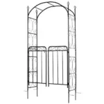 Outsunny 84 Inch Garden Arch Arbor with Gate, Metal Arch Trellis, Garden Archway for Climbing Vines, Wedding Ceremony Decoration - Image 13