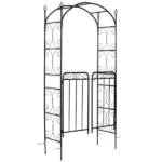 Outsunny 84 Inch Garden Arch Arbor with Gate, Metal Arch Trellis, Garden Archway for Climbing Vines, Wedding Ceremony Decoration