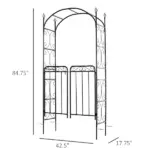 Outsunny 84 Inch Garden Arch Arbor with Gate, Metal Arch Trellis, Garden Archway for Climbing Vines, Wedding Ceremony Decoration - Image 3