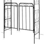 Outsunny 84 Inch Garden Arch Arbor with Gate, Metal Arch Trellis, Garden Archway for Climbing Vines, Wedding Ceremony Decoration - Image 8