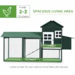 84" Wooden Chicken House, Chicken Coop Poultry Hen Cage with Covered Big Run, Nesting Box, and Perches, Green - Image 4