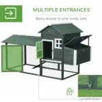 84" Wooden Chicken House, Chicken Coop Poultry Hen Cage with Covered Big Run, Nesting Box, and Perches, Green - Image 5