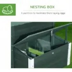 84" Wooden Chicken House, Chicken Coop Poultry Hen Cage with Covered Big Run, Nesting Box, and Perches, Green - Image 6