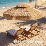 Outsunny 8.5 Ft Hula Thatched Tiki Patio Umbrella, 2-Tier Tropical Hawaiian Style Outdoor Umbrella with 8 Ribs, UPF30+, Khaki - Image 4