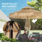 Outsunny 8.5 Ft Hula Thatched Tiki Patio Umbrella, 2-Tier Tropical Hawaiian Style Outdoor Umbrella with 8 Ribs, UPF30+, Khaki - Image 8