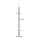 8.5' Vertical Cat Tree Adjustable Height Floor-To-Ceiling with 5 Carpeted Platforms and 3 Sisal Rope Scratching Areas Beige - Image 11