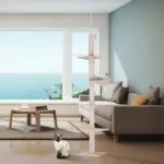 8.5' Vertical Cat Tree Adjustable Height Floor-To-Ceiling with 5 Carpeted Platforms and 3 Sisal Rope Scratching Areas Beige - Image 10