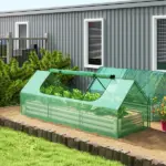 Outsunny 8.6 x 3 x 1ft Raised Garden Bed with Mini Greenhouse, Galvanized Raised Garden Bed with Cover for Herbs and Vegetables - Image 2