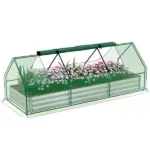 Outsunny 8.6 x 3 x 1ft Raised Garden Bed with Mini Greenhouse, Galvanized Raised Garden Bed with Cover for Herbs and Vegetables - Image 11