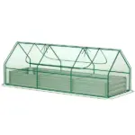 Outsunny 8.6 x 3 x 1ft Raised Garden Bed with Mini Greenhouse, Galvanized Raised Garden Bed with Cover for Herbs and Vegetables