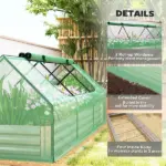 Outsunny 8.6 x 3 x 1ft Raised Garden Bed with Mini Greenhouse, Galvanized Raised Garden Bed with Cover for Herbs and Vegetables - Image 7