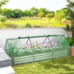 Outsunny 8.6 x 3 x 1ft Raised Garden Bed with Mini Greenhouse, Galvanized Raised Garden Bed with Cover for Herbs and Vegetables - Image 10