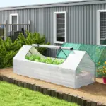 Outsunny 8.6 x 3 x 1ft Raised Garden Bed with Mini Greenhouse, Galvanized Raised Garden Bed with Cover for Herbs and Vegetables - Image 2