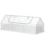 Outsunny 8.6 x 3 x 1ft Raised Garden Bed with Mini Greenhouse, Galvanized Raised Garden Bed with Cover for Herbs and Vegetables