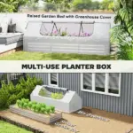 Outsunny 8.6 x 3 x 1ft Raised Garden Bed with Mini Greenhouse, Galvanized Raised Garden Bed with Cover for Herbs and Vegetables - Image 4