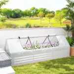 Outsunny 8.6 x 3 x 1ft Raised Garden Bed with Mini Greenhouse, Galvanized Raised Garden Bed with Cover for Herbs and Vegetables - Image 10