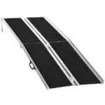 8ft Aluminum Access Ramp, Portable, Non-Skid Surface, Easy Storage, for Quick Access, Steps, Doorways, Black