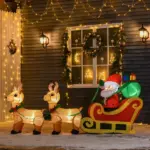 HOMCOM 8ft Long Christmas Inflatable Santa Claus with Sleigh and Reindeer, Outdoor Blow-Up Yard Decoration with LED Lights Display - Image 2
