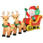 HOMCOM 8ft Long Christmas Inflatable Santa Claus with Sleigh and Reindeer, Outdoor Blow-Up Yard Decoration with LED Lights Display - Image 11