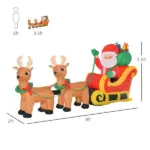 HOMCOM 8ft Long Christmas Inflatable Santa Claus with Sleigh and Reindeer, Outdoor Blow-Up Yard Decoration with LED Lights Display - Image 3