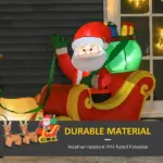HOMCOM 8ft Long Christmas Inflatable Santa Claus with Sleigh and Reindeer, Outdoor Blow-Up Yard Decoration with LED Lights Display - Image 5