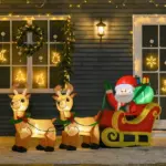HOMCOM 8ft Long Christmas Inflatable Santa Claus with Sleigh and Reindeer, Outdoor Blow-Up Yard Decoration with LED Lights Display - Image 8