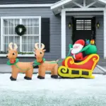 HOMCOM 8ft Long Christmas Inflatable Santa Claus with Sleigh and Reindeer, Outdoor Blow-Up Yard Decoration with LED Lights Display - Image 9