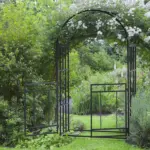 Outsunny 8ft Metal Garden Arch Grey with Double Doors Locking Gate for Wedding Bridal Party - Image 10