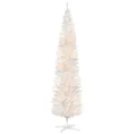 HOMCOM 8 Ft Pencil Christmas Tree, Slim Pre-Lit Christmas Tree with Realistic Branches and Warm White LED Lights, White - Image 11