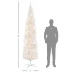 HOMCOM 8 Ft Pencil Christmas Tree, Slim Pre-Lit Christmas Tree with Realistic Branches and Warm White LED Lights, White - Image 3