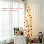 HOMCOM 8 Ft Pencil Christmas Tree, Slim Pre-Lit Christmas Tree with Realistic Branches and Warm White LED Lights, White - Image 4
