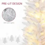 HOMCOM 8 Ft Pencil Christmas Tree, Slim Pre-Lit Christmas Tree with Realistic Branches and Warm White LED Lights, White - Image 5