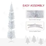 HOMCOM 8 Ft Pencil Christmas Tree, Slim Pre-Lit Christmas Tree with Realistic Branches and Warm White LED Lights, White - Image 7