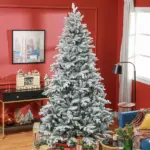 8ft Snow Xmas Trees, Flocked Christmas Tree with Snow Tips, Easy Assembly, Hinged Xmas Tree for Home Office Holiday - Image 2