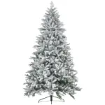 8ft Snow Xmas Trees, Flocked Christmas Tree with Snow Tips, Easy Assembly, Hinged Xmas Tree for Home Office Holiday - Image 11