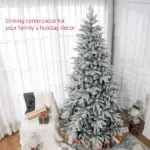 8ft Snow Xmas Trees, Flocked Christmas Tree with Snow Tips, Easy Assembly, Hinged Xmas Tree for Home Office Holiday - Image 4