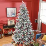 8ft Snow Xmas Trees, Flocked Christmas Tree with Snow Tips, Easy Assembly, Hinged Xmas Tree for Home Office Holiday - Image 8