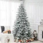 8ft Snow Xmas Trees, Flocked Christmas Tree with Snow Tips, Easy Assembly, Hinged Xmas Tree for Home Office Holiday - Image 10